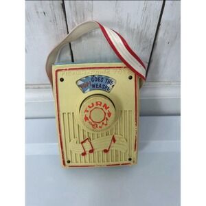 Vintage Fisher Price Music Box Pocket Radio POP Goes The Weasel Works!
